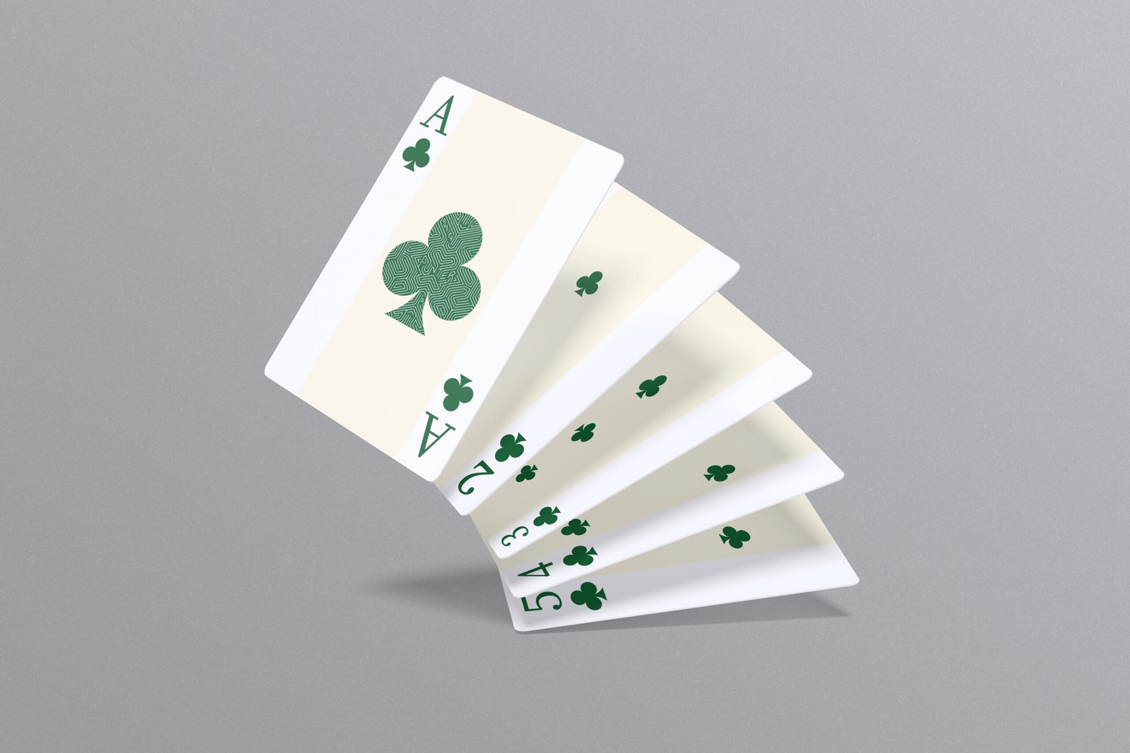 Ace through five of clubs fanned in true green