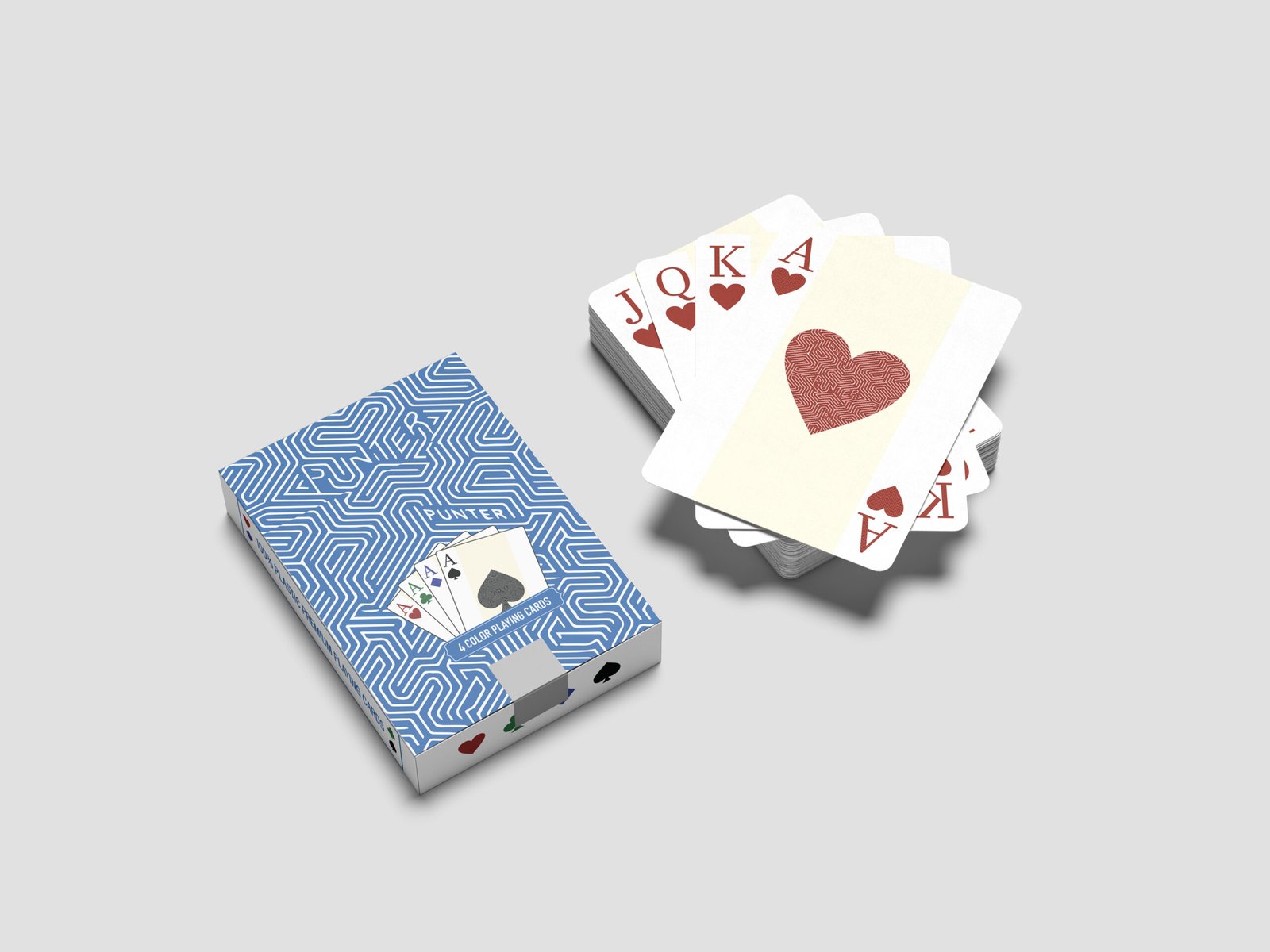 Punter box with a fanned hand of hearts
